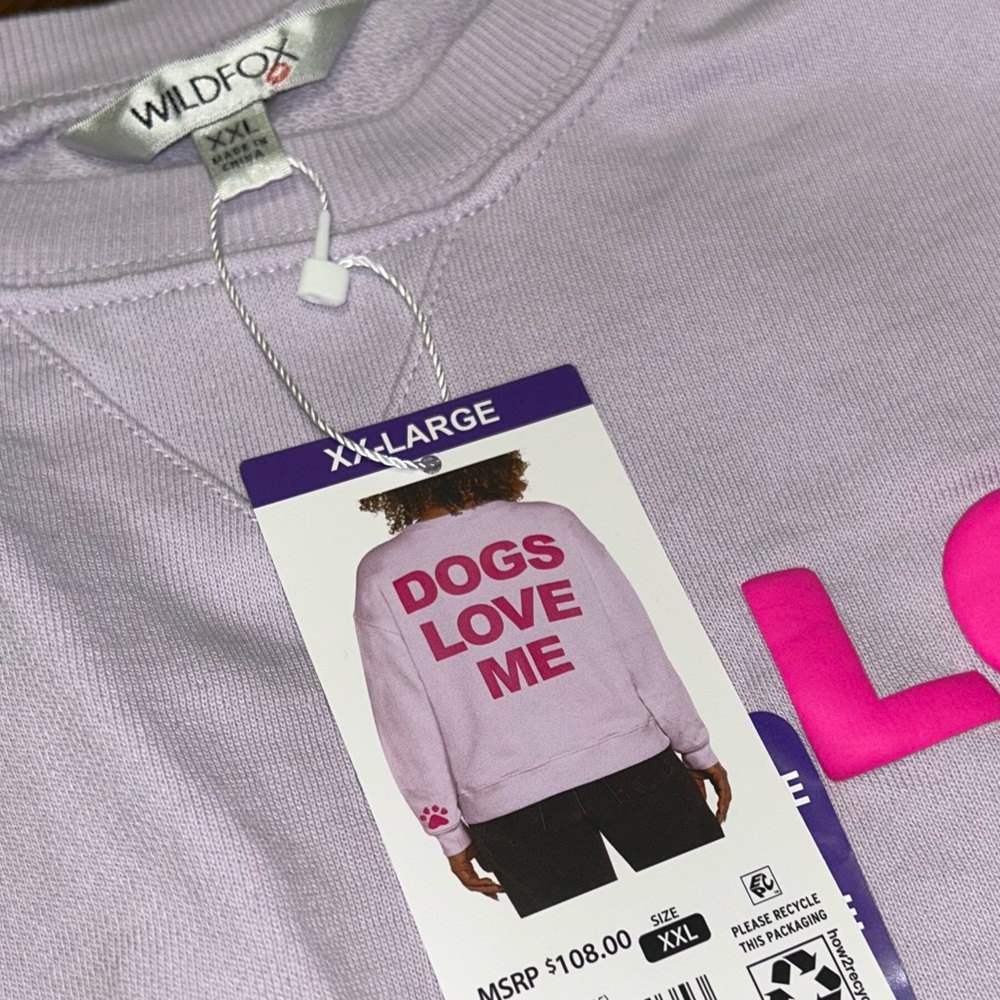 Wildfox Dogs Love Me Paw Print Double-sided Sweatshirt NWT
